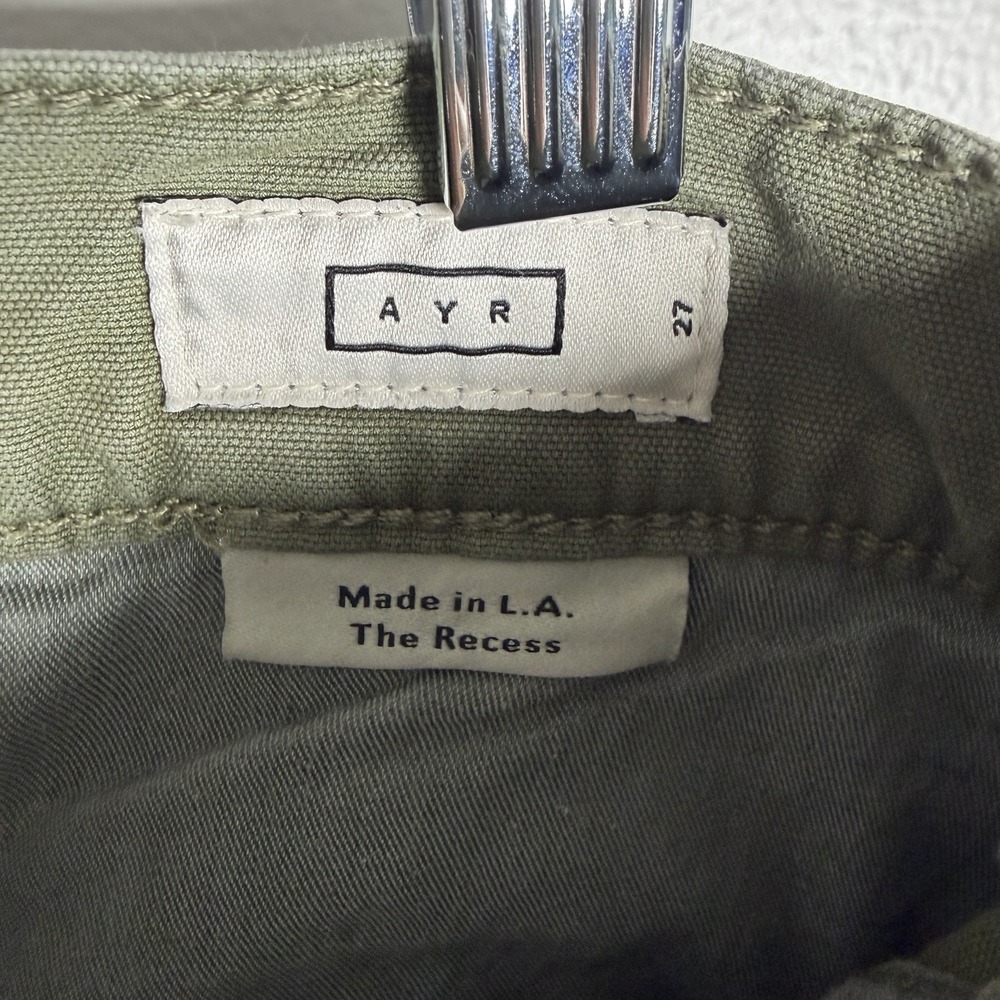 AYR Size 27 The Recess Olive Green Wide Leg High Rise Front Seam Canvas Pants - Picture 10 of 14
